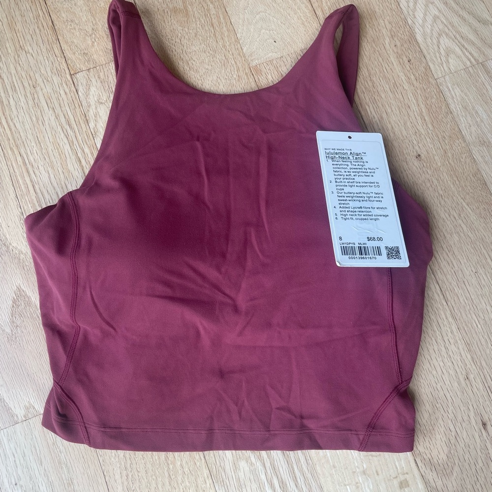 lululemon align tank high neck 
Color: mulled wine